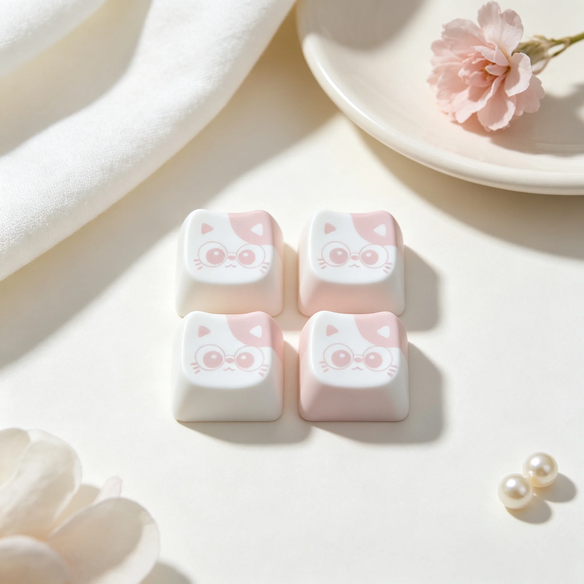Cute Cat PBT Keycaps MAO Profile 1U Keycap for Mechanical Keyboard Personalized Customization Replacement Addition Key Caps