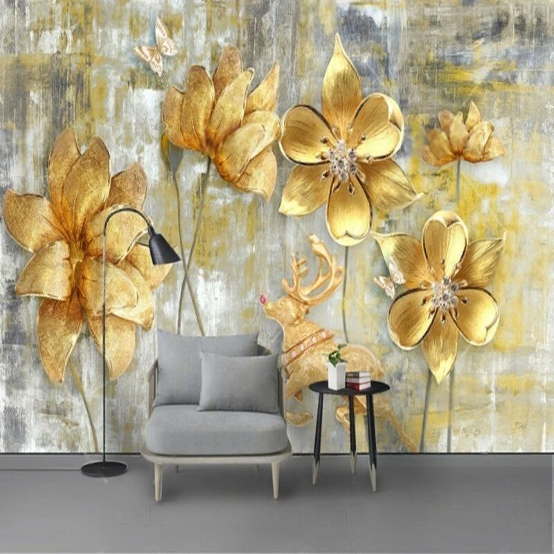 MU9127 Modern and simple 3D stereoscopic relief peony new Chinese-style TV home decoration background wall PAPER