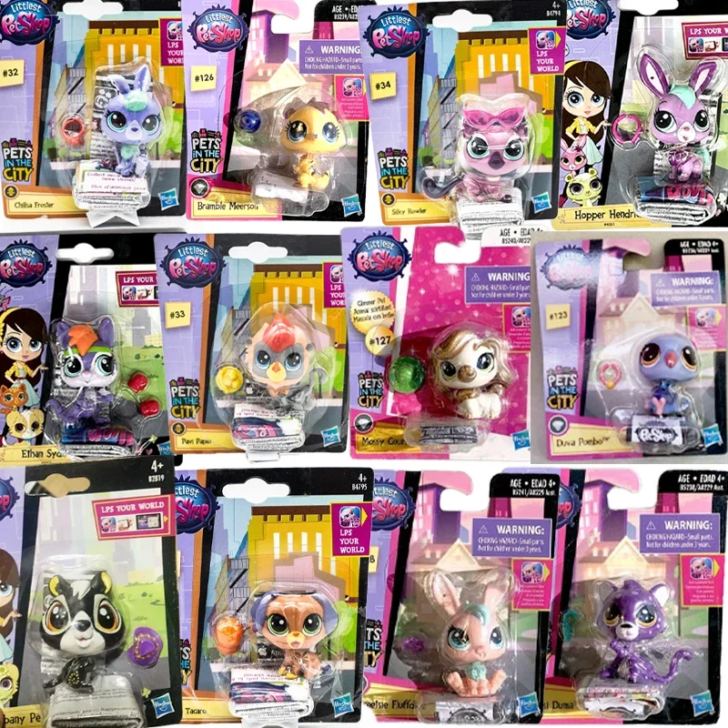 Hasbro littlest pet shop boneca brinquedos original bonito animal figura de ação mini bonecas q animais de estimação brinquedo crianças presentes aniversário coleção