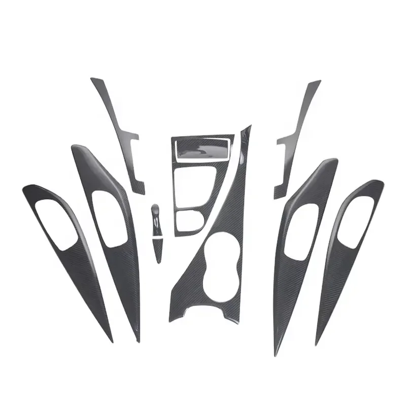 Q50 Q50L Infiniti interior 11 pieces/set, carbon fiber UV coated carbon black 100% fit display panel, rear door and front