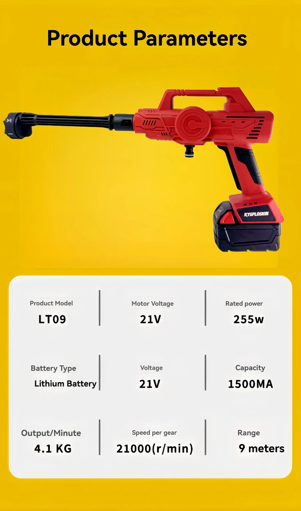 Jet washer Electric High Pressure Washer Gun Electric Garden Washing Water Spray Gun For MILWAUKEE M18 Battery