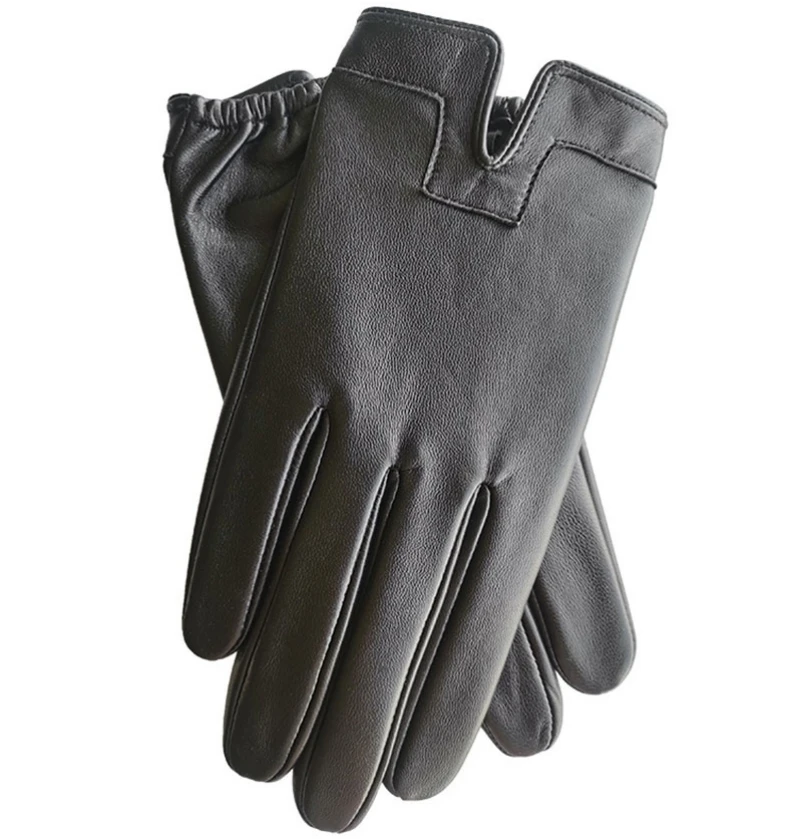 Fashion Men Winter Genuine Leather Gloves Warm Driving Gloves Black Touch Screen Waterproof Gloves Mittens