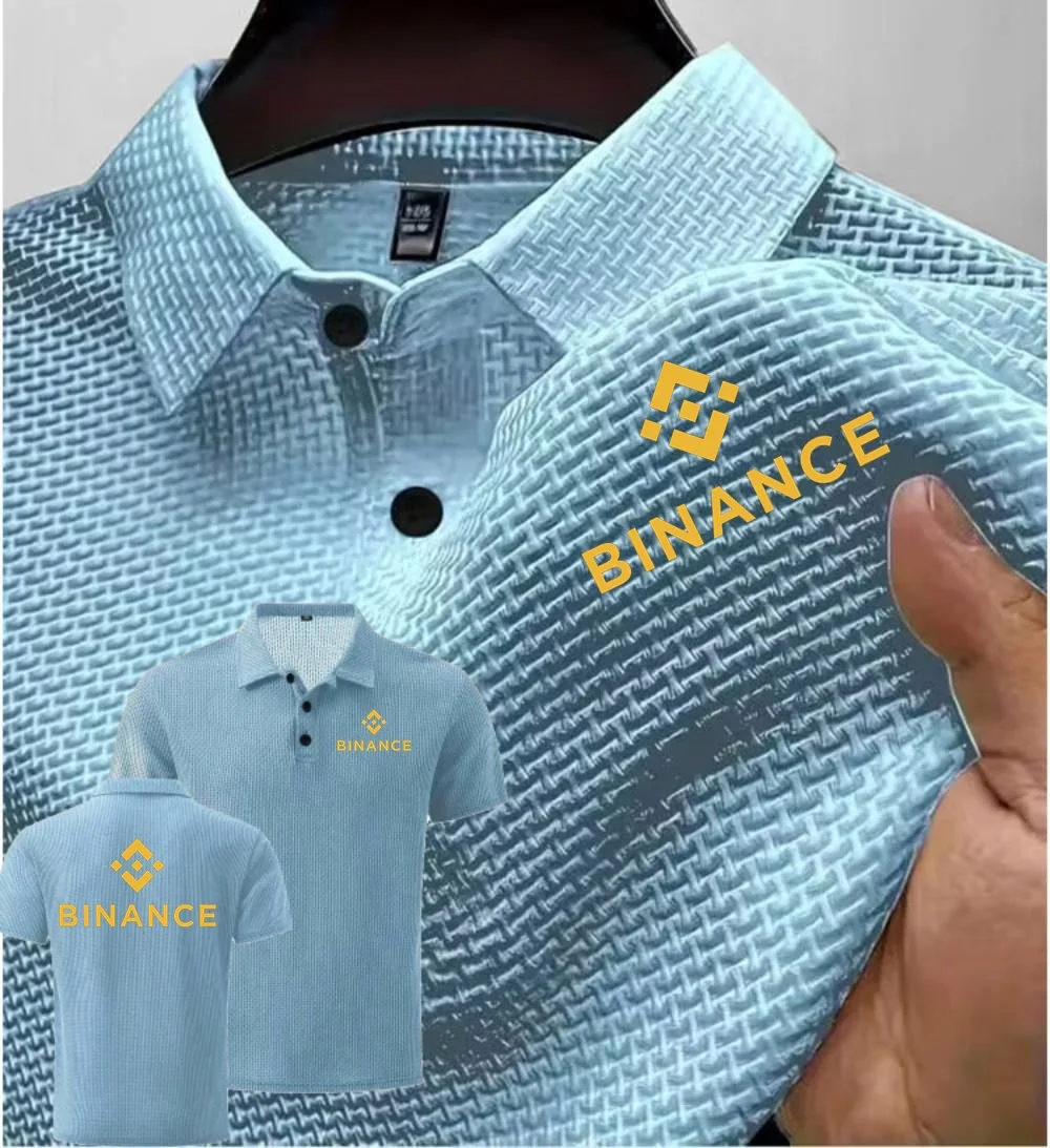 جديد الرجال بولو قصيرة الأكمام Binance التشفير المحملة الحرير الجليد تنفس موضة تي شيرت الذكور الملابس التلبيب القمم #3