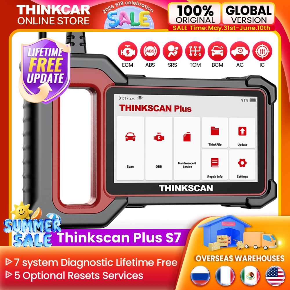 

THINKCAR Thinkscan Plus S7 S6 S4 Obd2 Car Diagnostic Scanner Diagnostic Scan Tool Car Code Reader ABS,SRS,ECM,TCM,BCM,AC System