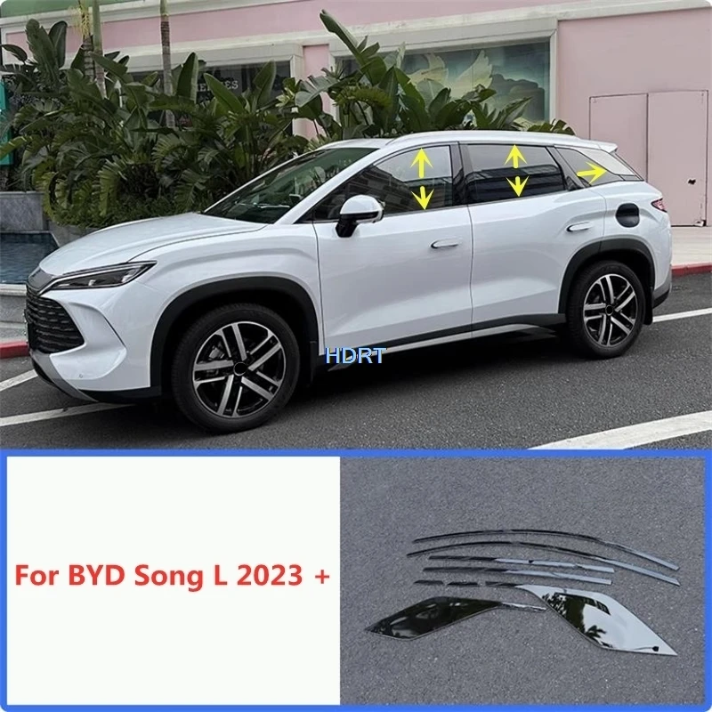 

For BYD Song L DM-i 2024 + Car Styling Glass Side Window Trim Body Fit Part Protector Decoration Accessories Exterior Sticker