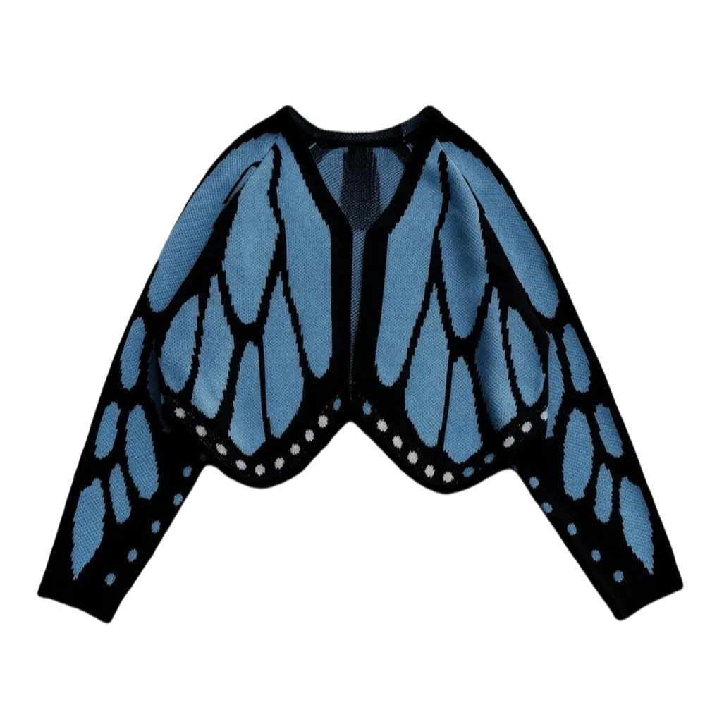 Monarch Butterfly Butterfly Knit Cardigan Batwing Sleeve Hand-knitted Batwing Sleeve Knit Shawl Cape-like Design Flowy