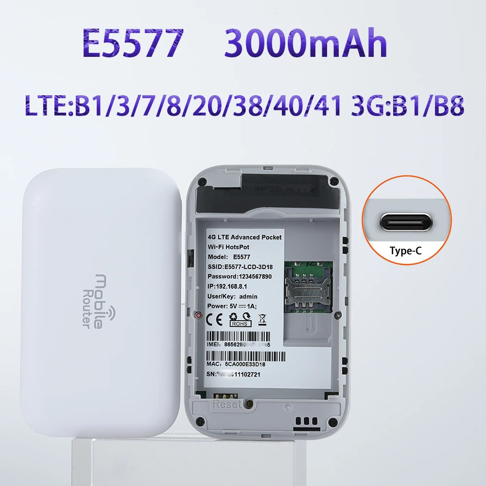 E5577 Mobile Wifi Router 3000mAh Portable 3G 4G Lte Router 150Mbps Wireless Outdoor Pocket Wifi Hotspot With Sim Card Slot