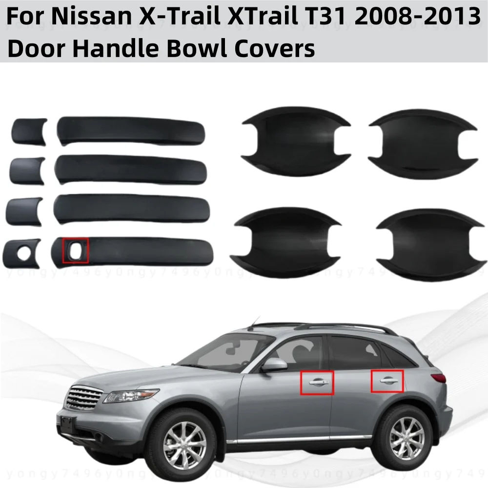 

Car Accessories Gloss Black Door Handle Bowl Covers Trim Carbon Protector For Nissan X-Trail XTrail T31 2008 2009 2010 2011 2013