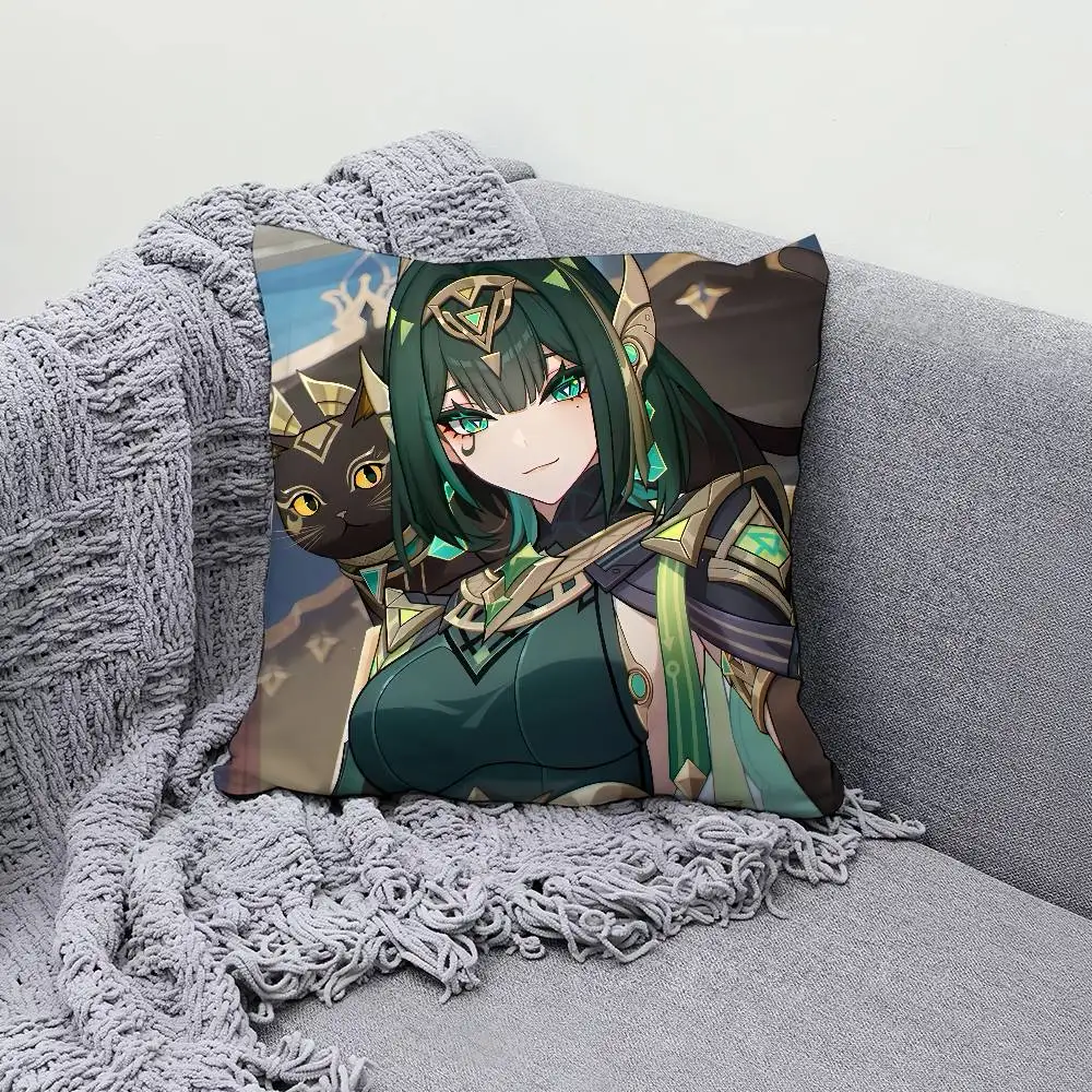 

Genshin Impact Nefer 30x30cm 45x45cm Pillow Case Decor Protective Covers Comfortable Soft For Sofa Living Room Home Office