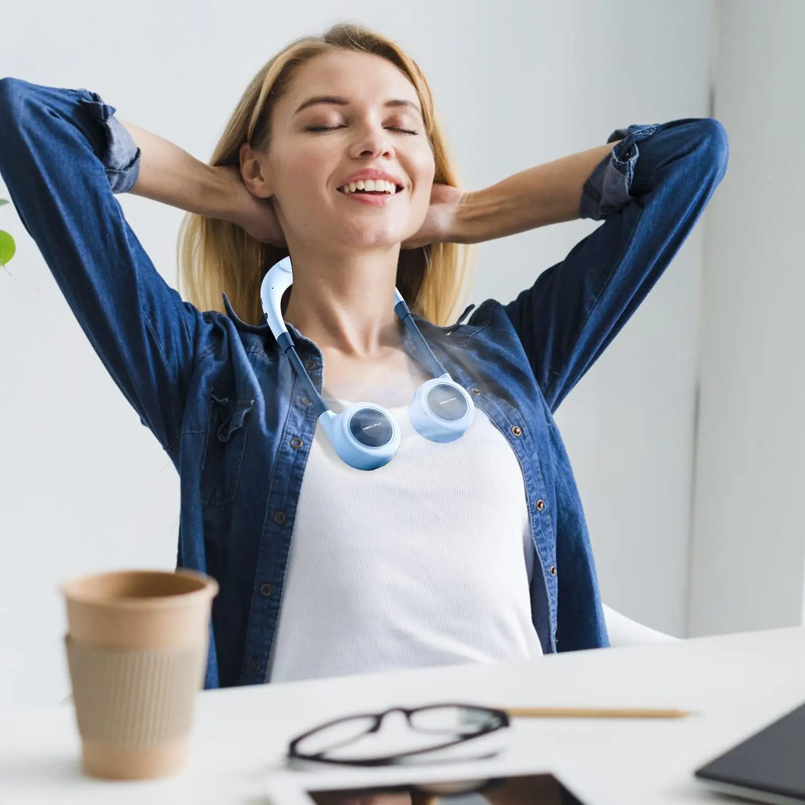 

Портативный вентилятор для путешествий, безлопастной портативный USB-кулер для шеи, регулируемое личное охлаждающее устройство для автомобиля, класса, в помещении, кемпинга