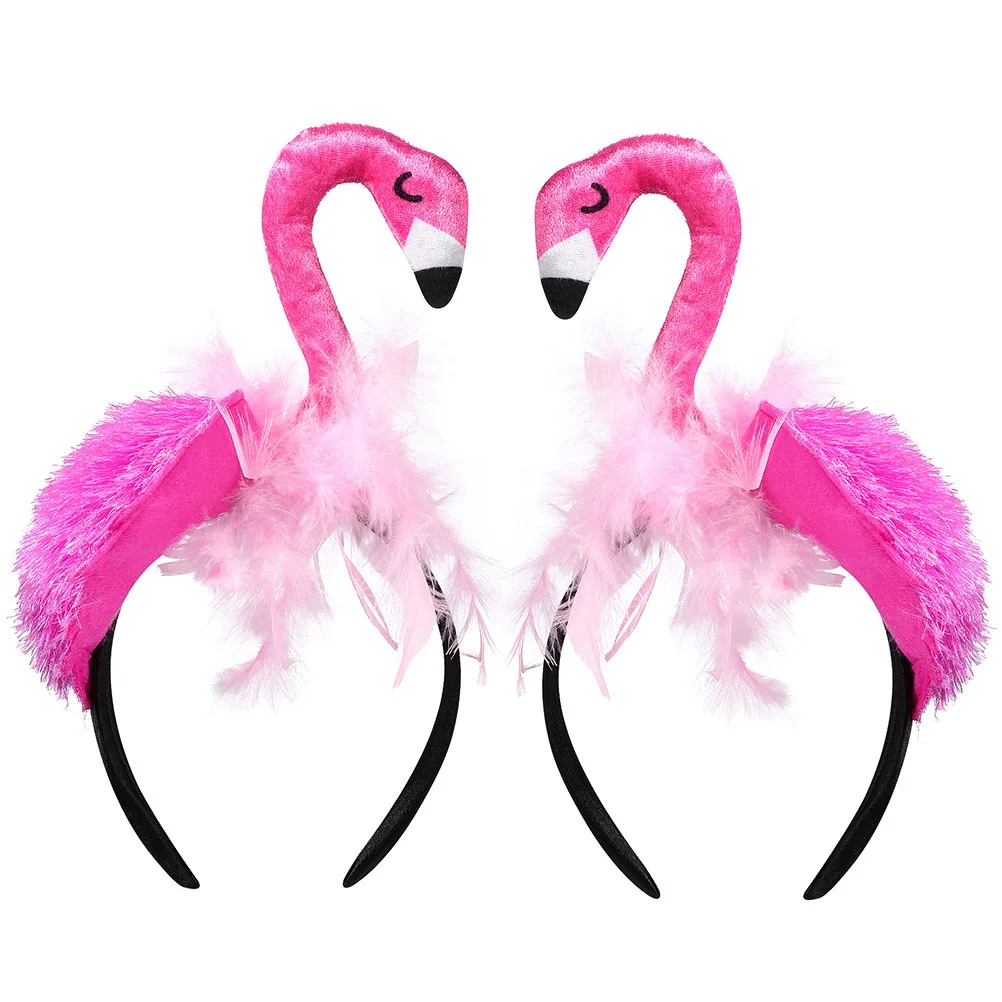 

2 Pcs Flamingo Headband for Hawaiian Party Women Bands Hair Hoops Birthday Accessories