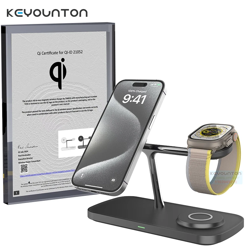 Qi2 3 in 1 Wireless Charger for IPhone 12 13 14 15 Samsung Watch Charger for Airpods Pro Apple Watch 9 8 7 Fast Charging Station