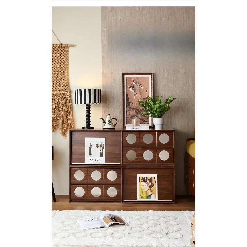 Solid Wood Combination Antique TV Cabinet Storage Locker French Floor TV Cabinet Living Room Retro