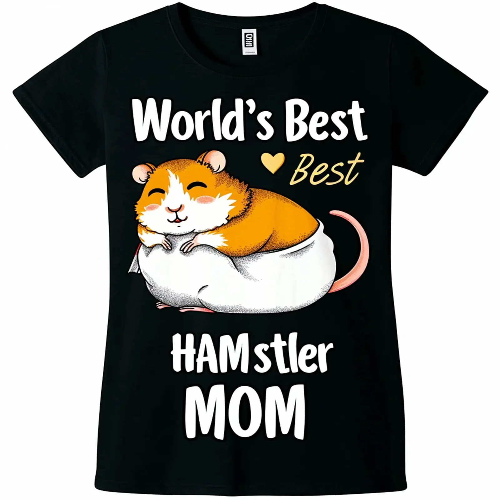 black Tshirt featuring a cute hamster design HAMster moms