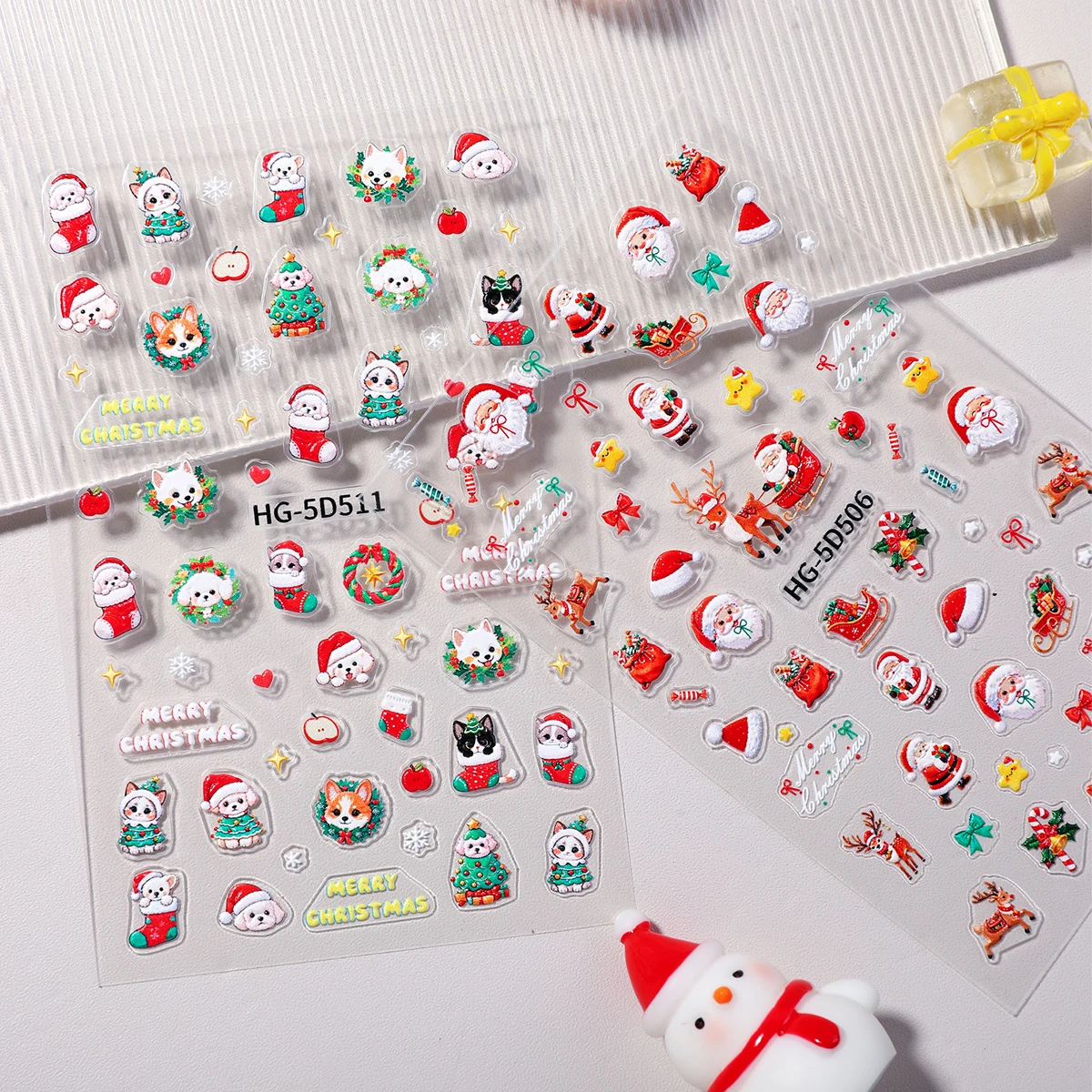 1/2 stücke Weihnachten Nagel Aufkleber Neujahr Geschenk Belohnungen Kleine Geschenke Cartoon Rentier Schneeflocken Kunst Bogen DIY Aufkleber Dekoration