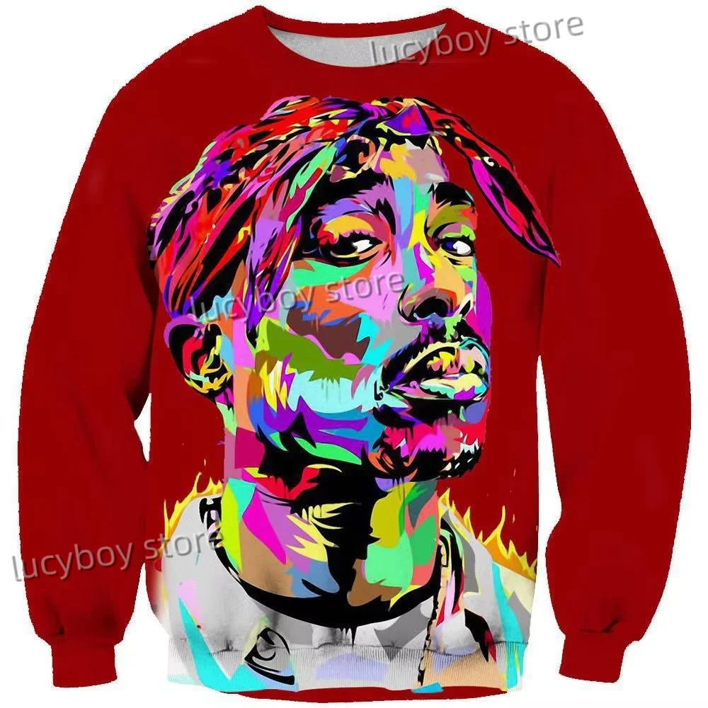 Rapper Rock Singer Tupac 3d Print Sweatshirt Long Sleeve Tops Oversize O-Neck Pullover Casual Male Sweatshirt Youth  Sweatshirt