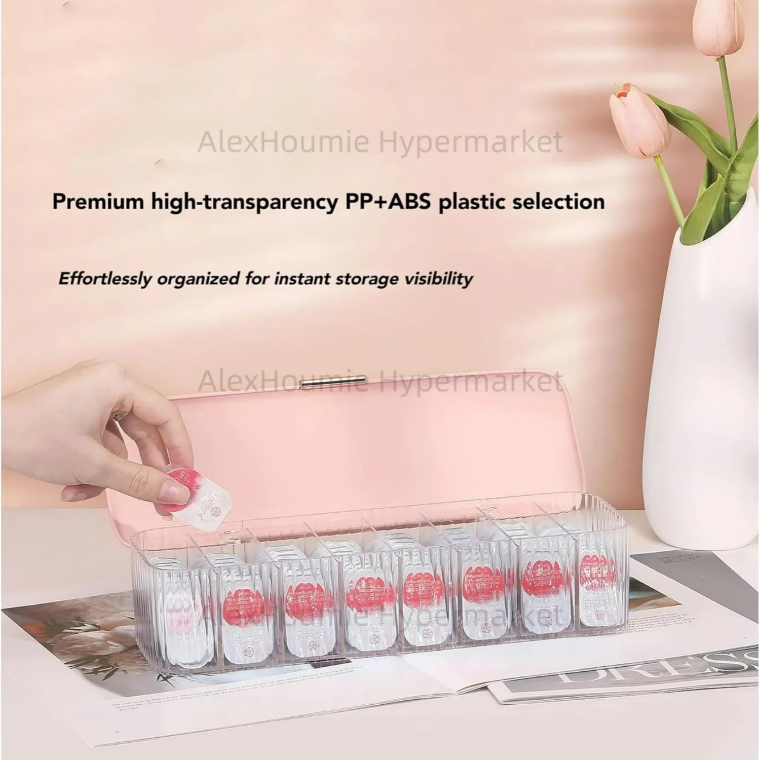 Daily Contact Lens Dispenser with 8 Compartment Organizer Disposable Contact Lens Dispenser Clear Plastic Box for All Daily Lens
