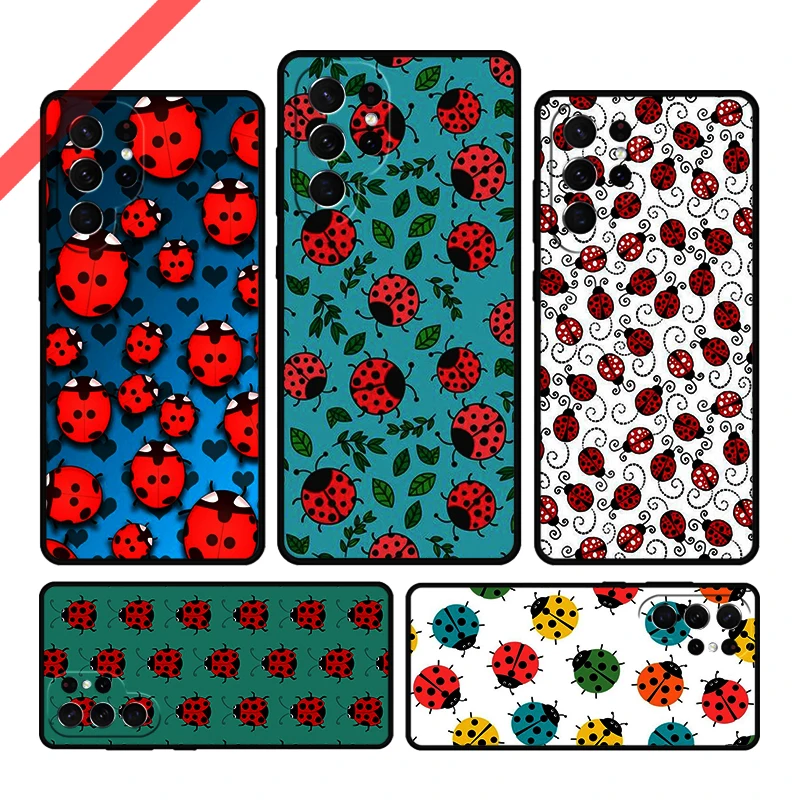 Seven-Star Ladybug Phone Case For Samsung Galaxy S20 FE S21 S10 S23 Plus S24 S22 Ultra Coque Note20 Note10 S9 S8 Cover Capa