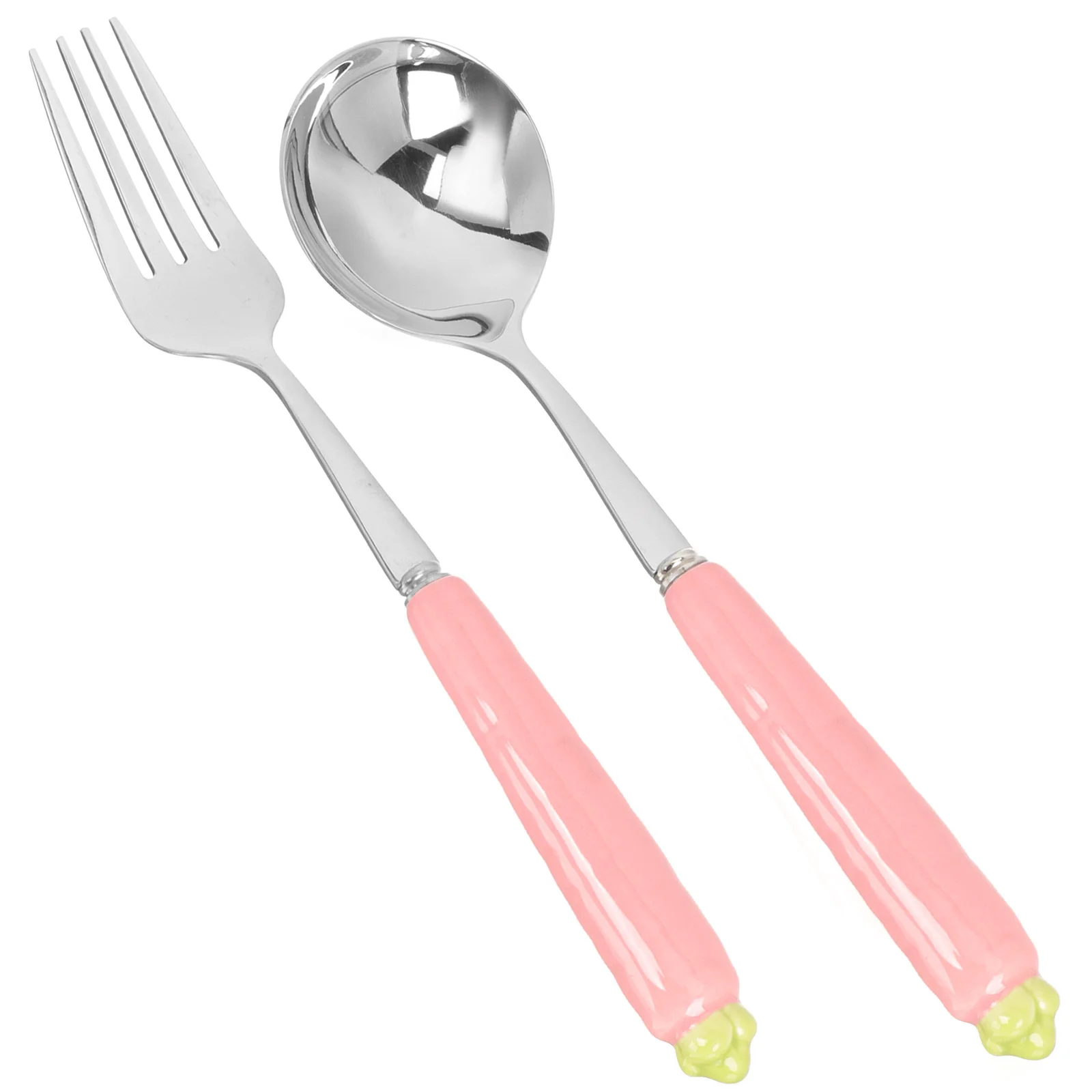 

2 Pcs Carrot Knife and Fork Children Babies Spoons Toddler Kid Tableware Silverware