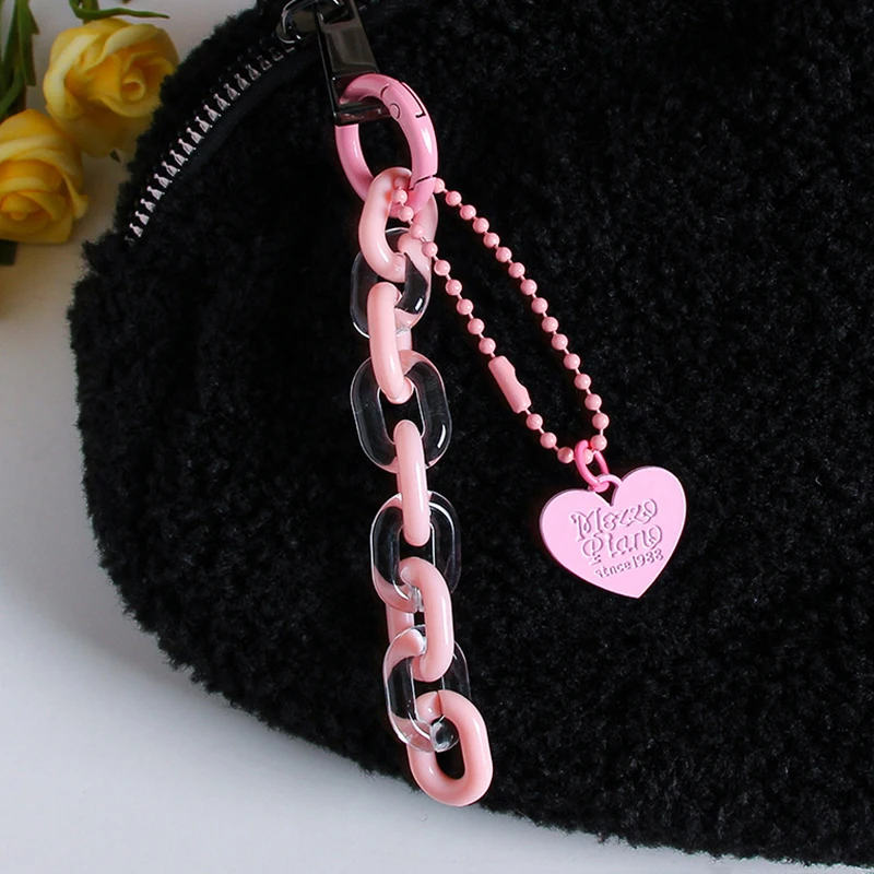 Sweet Cartoon Cute Heart Shaped Keychain Pendant Creative Chain Key Ring Fashion Bag Hanging Decoration Accessories Gifts
