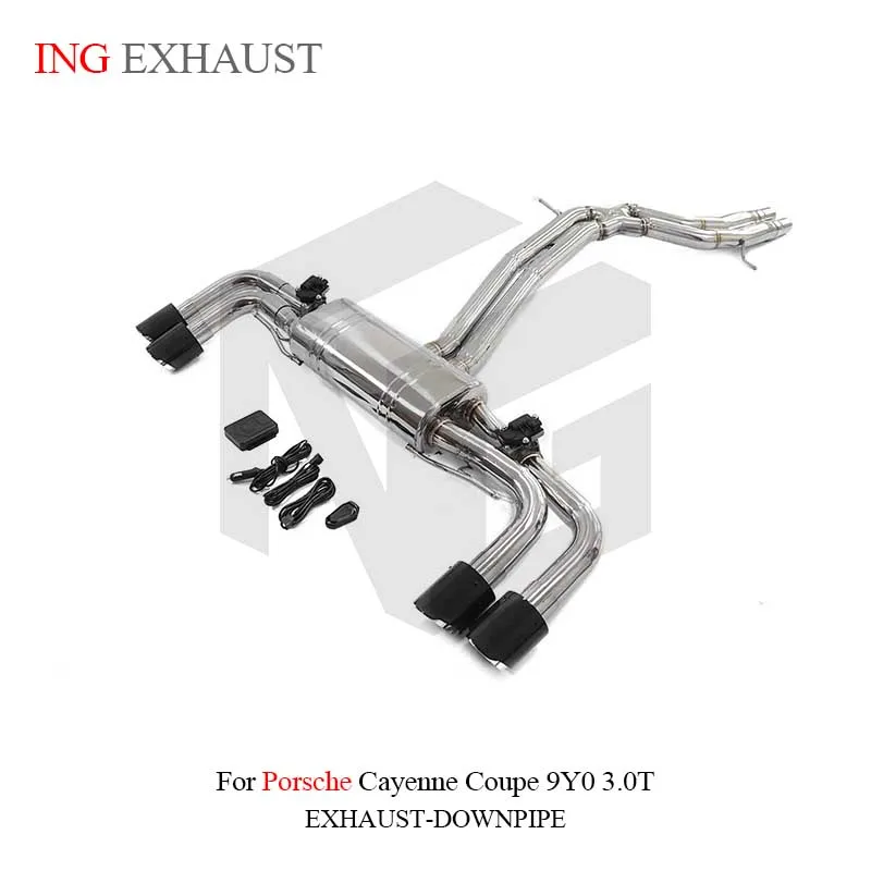 

For Porsche cayenne coupe 9Y0 3.0T ING Exhaust System Stainless Steel Material High Flow catback with Valve Muffler tips