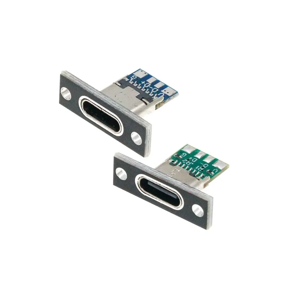 10pcs USB 3.1 Type C Socket With Screw fixing plate Type-C USB Jack 3.1 Type-C 2Pin 4Pin Female Connector Jack Charging Port