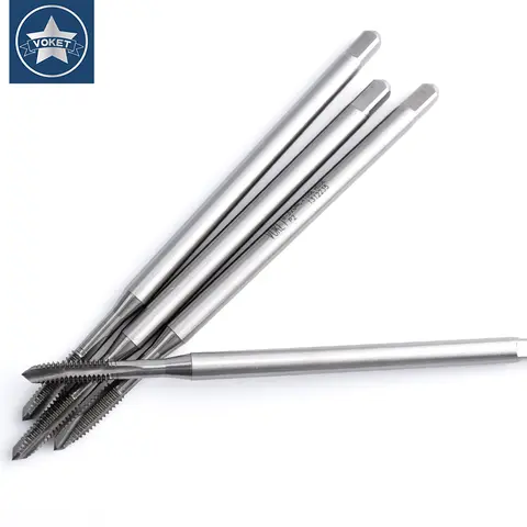 VOKET HSSE-M35 JIS Standard Long Shank 100MM Spiral Pointed Tap UNC 2-56 6-32 8-32 1/4 UNF 10-32 Machine Screw Thread Taps