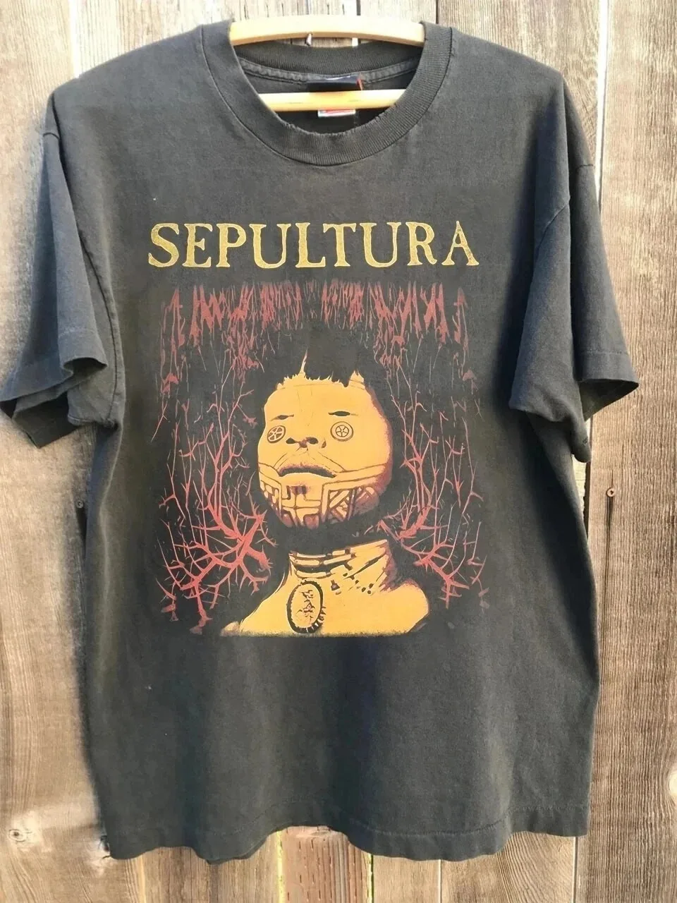Sepultura تي شيرت الرجال المتضخم المحملة تحت البقايا 1989 ثراش الموت المعادن الأخدود المعادن القطن الشارع الشهير ملابس كاجوال #5