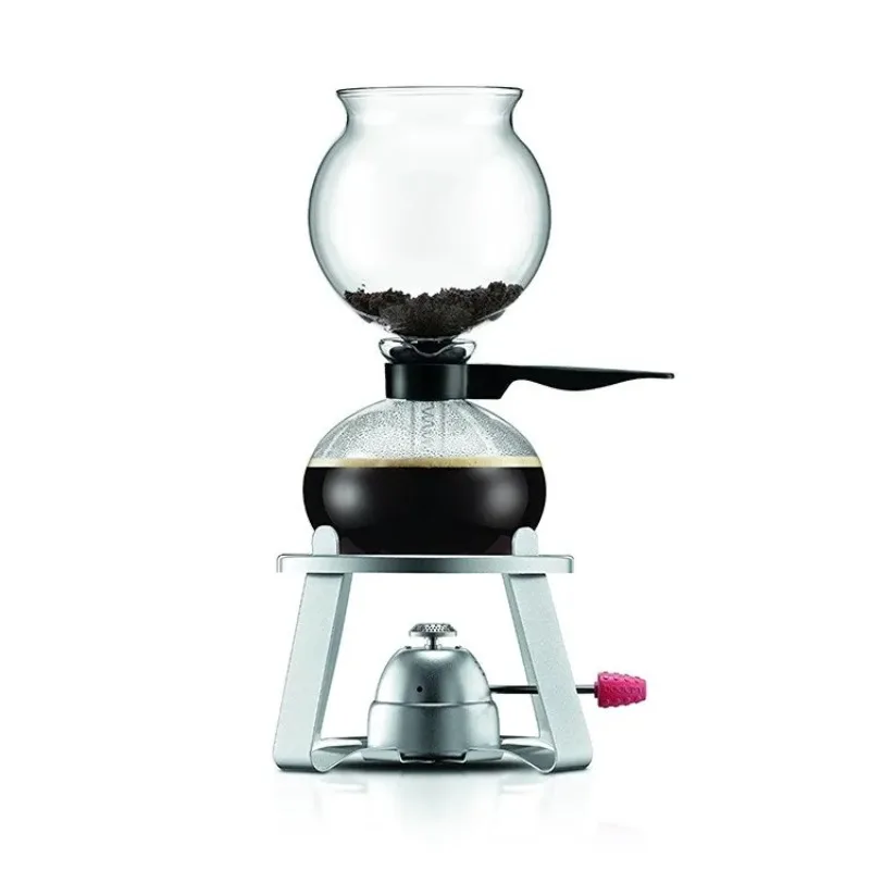 Stovetop Siphon Coffee Maker, 1L 8-Cup Vacuum Pot for Camping & Home, Glass Brewer with Alcohol Burner