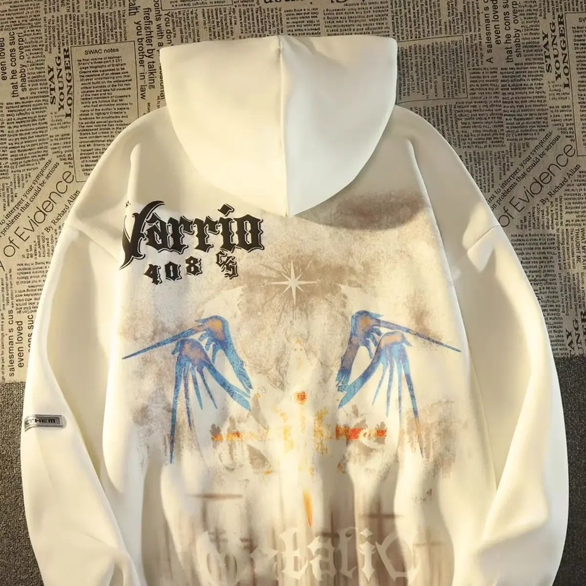 American Street Dark Angel Wings Hooded Sweater for Men and Women Retro European and American Fashion Brand Hiphop Coat Clothes
