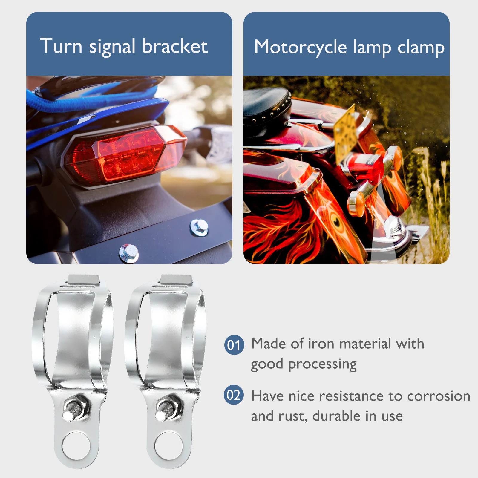

2pcs Motorcycle Turn Signal Iron Rustproof Durable Front Fork Mounting Motorcycle Accessories Handlebar Mount Bracket Turn