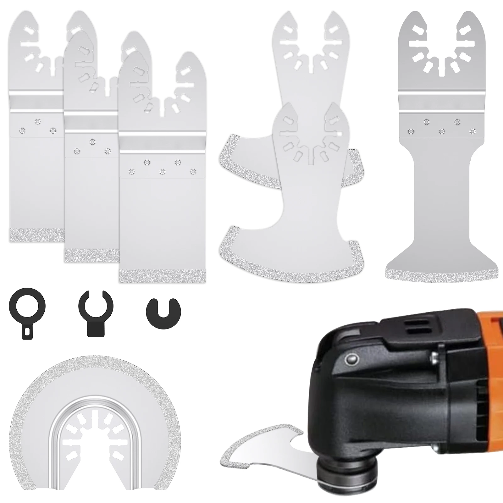 

Набор из 7/14 алмазных осциллирующих лезвий для многофункционального инструмента: удаление штукатурки, шлифовка цемента, резка плитки, быстрая смена, аксессуары для электроинструмента