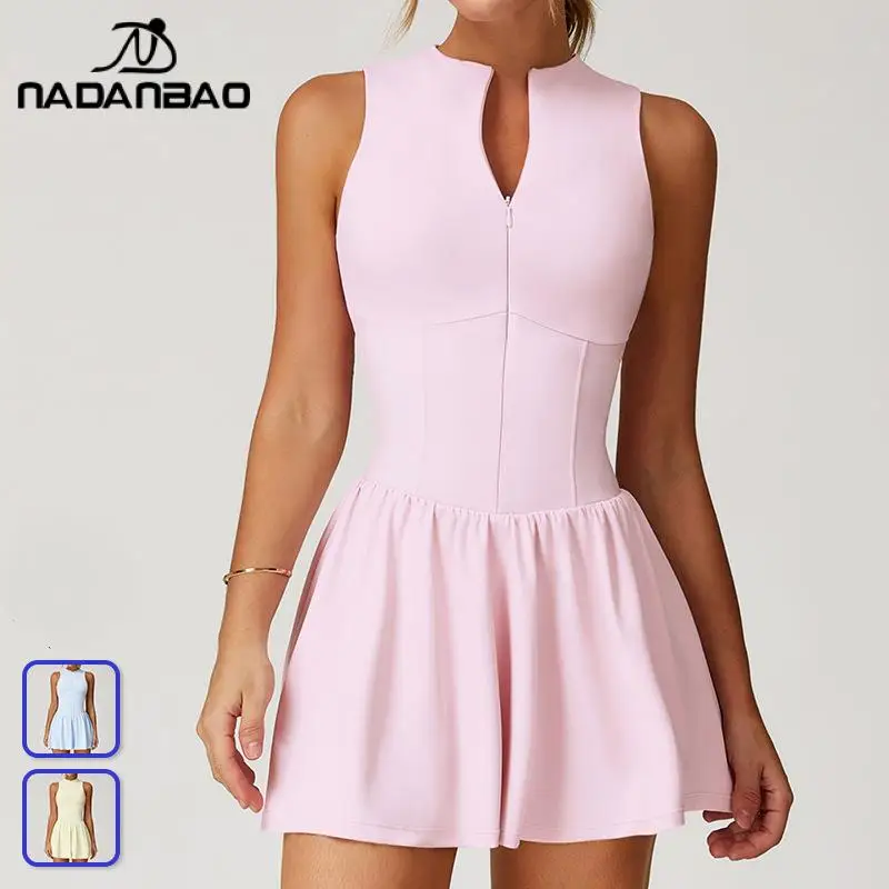 

Nadanbao Cloud Feeling Fake Two-Piece Collar Dress Outdoor Running Anti-Running Light Bottoming A- Line Skirt Tennis Skirt