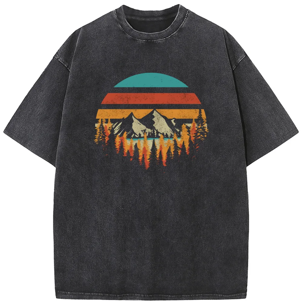 Men's Mountain Forest Deeply Wild Printed Crewneck Short-sleeve T-shirt Men Women Casual Fashion Oversized T-shirt