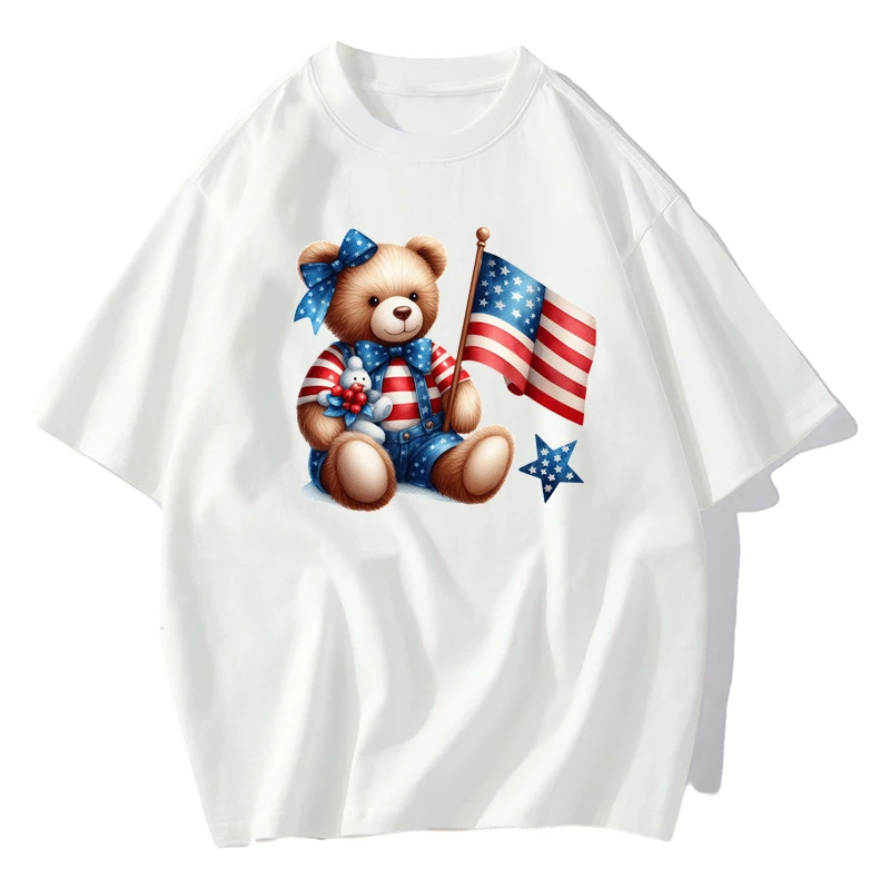 July 4th US Independence Day Cartoon Bear DTF patches for clothing Iron On Patch Heat Transfer On Clothes Wholesale