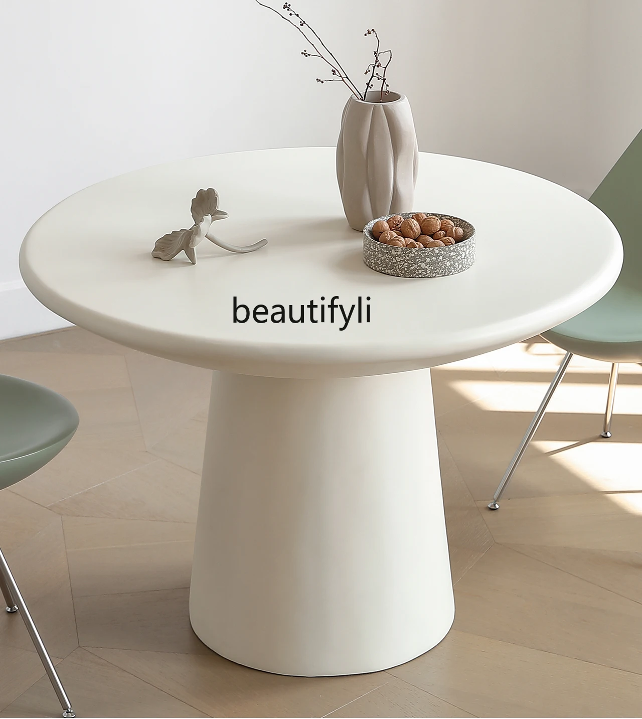 Light French Cream Style Round Table Restaurant Home Small Apartment Dining Table Modern Simple round Table