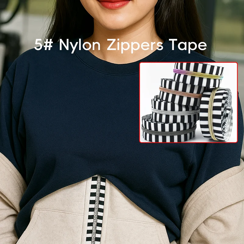 

Meetee 1-10M 5# Nylon Zippers Tape for Sewing Plastic Coil Zipper By Meters Clothes Bag Decoration Zip Closures Zips Repair Kits