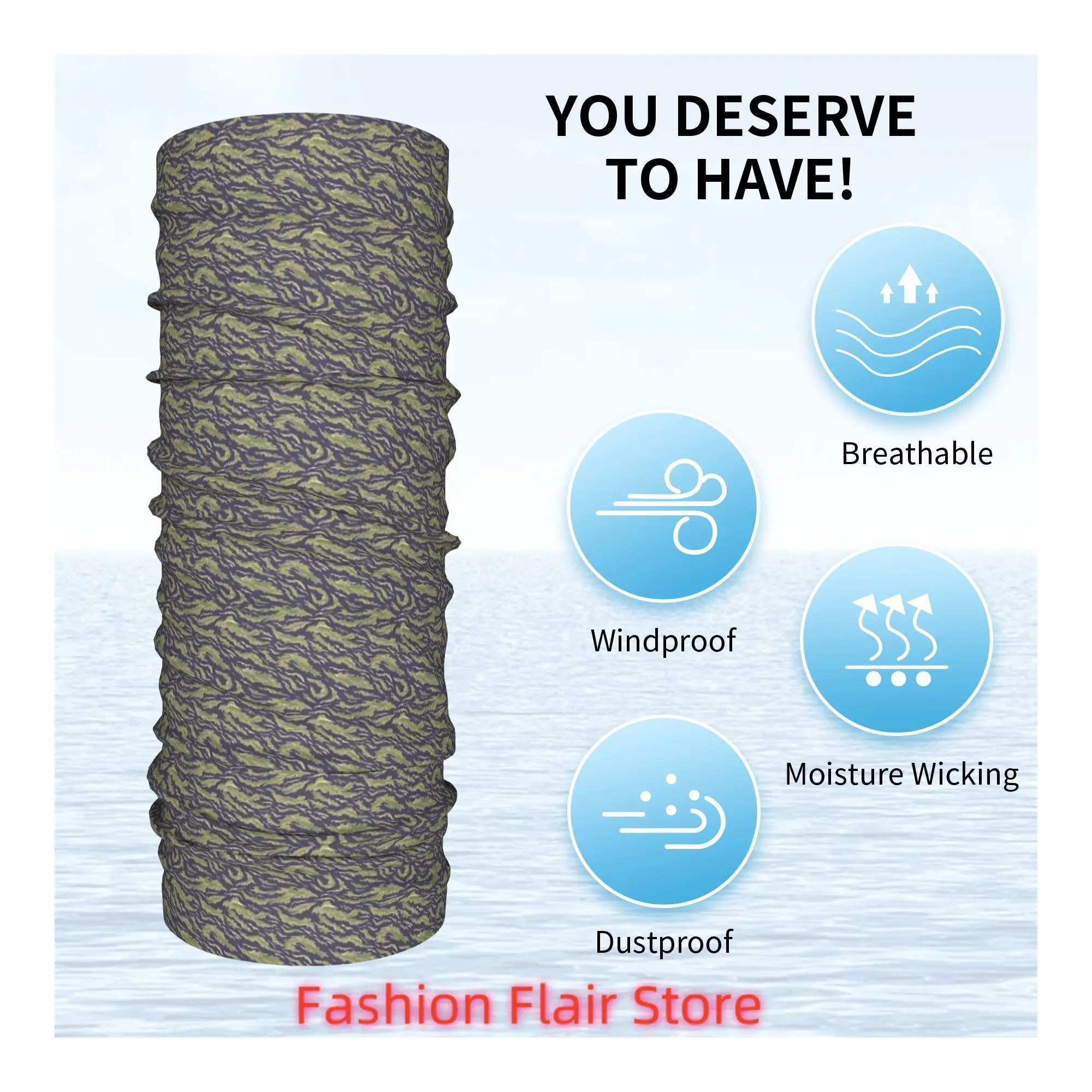 타이거 스트라이프 위장 군용 카모 반다나 넥 게이터 프린트 페이스 스카프 다기능 헤드웨어 러닝 유니섹스 성인용