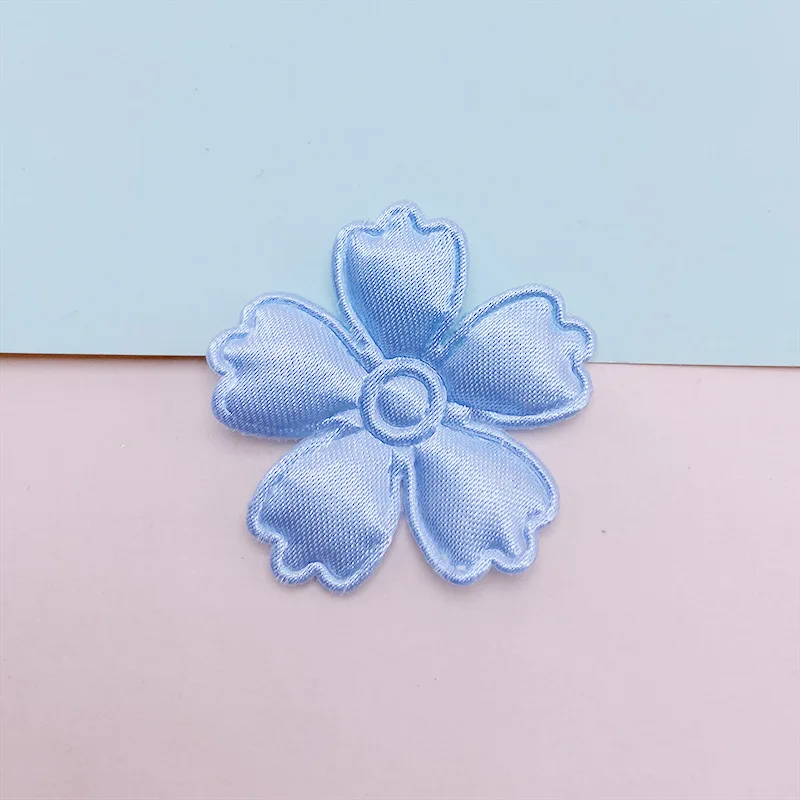 100Pcs 3,5 CM Stoff Blume Gepolsterte Appliques Nähen auf Patches Kleidung Hüte Haarnadel Ornament Zubehör DIY Handwerk Verlegenheit – Detail 9