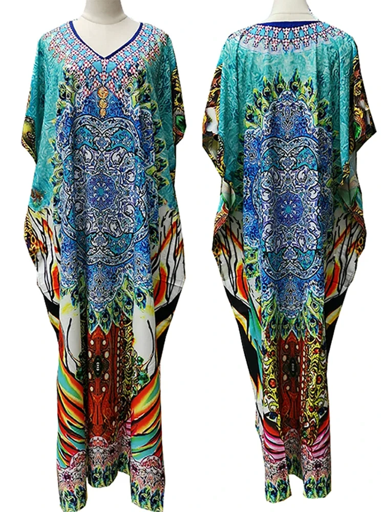 Cover-Ups 2024 Kaftan Dress For Women Robe Plage Caftans Swimsuit Cover Up Pareos Beachwear Bathing Suit Women Maxi Dress