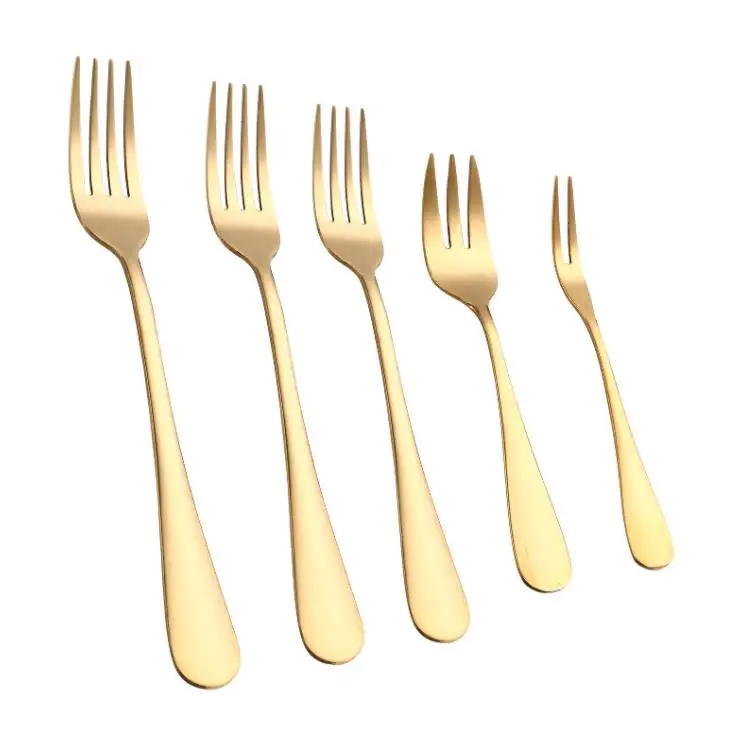 

Gold Color Stainless Steel Dinner Forks 5 Sizes Stock Stainless Steel Dinner Fork Tableware Beef Forks Fruit Forks SN4295