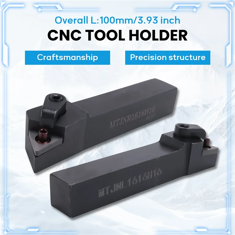 

【Summer Sale】2Pcs Mtjnl1616h16 Mtjnr1616h16 Lathe Turning Tool Holder 16X100mm For Tnmg Insert Kit 4 Wrench+2 Boring Bar Set