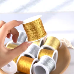 Gold Silver Thread Macrame Cord Rope Bracelet Necklace Braided String For DIY Tassels Beading Shamballa String Jewelry Making