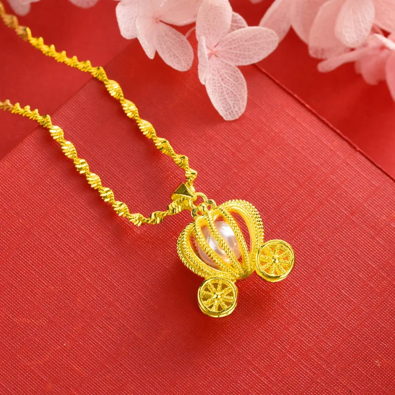 

Lucky Pearl FatTonny Gold Color Necklace for Women Water Wave Chain Birthday Wedding Valentine's Day Fine Jewelry Gifts