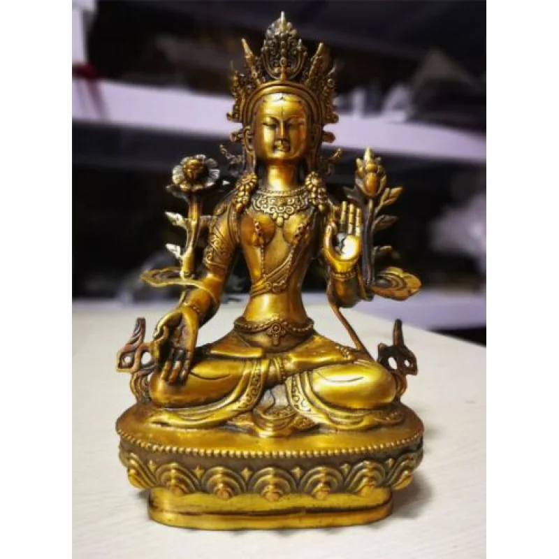 Old Tibetan Bronze Avalokitesvara Buddha Lucky White Tara Statue