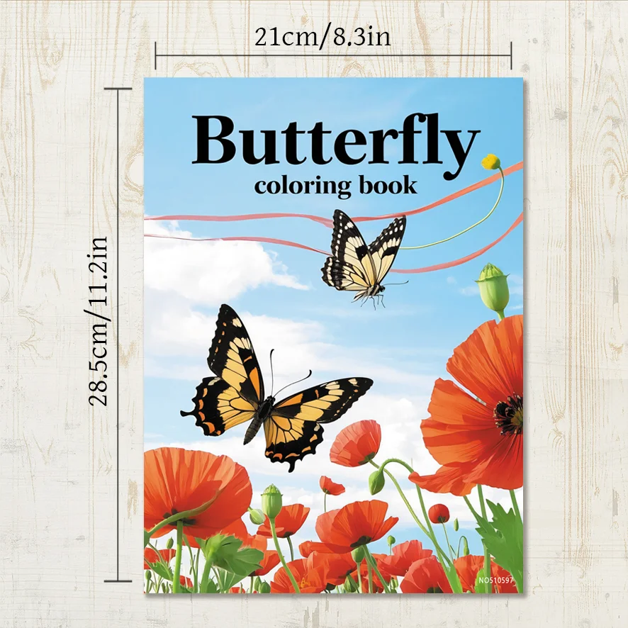 Flowers and Butterflies Adult Coloring Book - 8.3x11.2 inch stress relief coloring book 22 art therapy illustrations to relieve