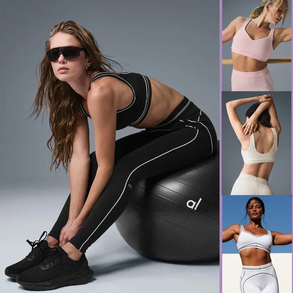 2025 Al Yoga Women's Sports Set High Waist Seamless Tight Pants with Padded Elastic Sports Yoga Fitness Underwear Set