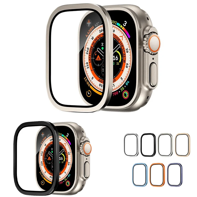 Gehärtetes Glas für Apple Watch Ultra 2 49mm Titan Metallrahmen Anti-Kratz-Folie für Serie Ultra Displays chutz folie Zubehör