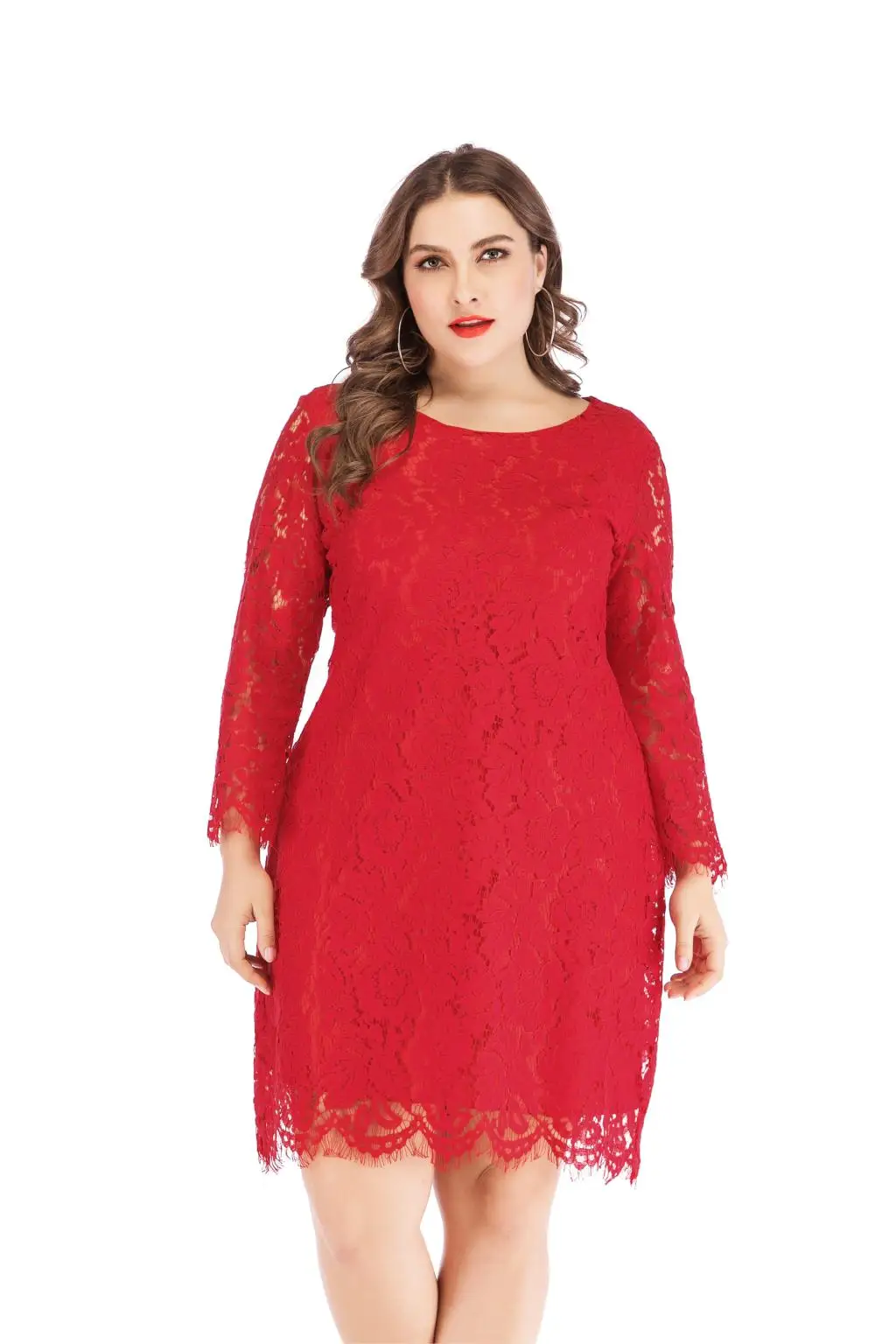 Plus Size Lace Party Dress Woman Summer Long Sleeve Lace Hollow Out Floral  Sexy Eveing Club Bodycon Short Mini Dresses - AliExpress 200000345