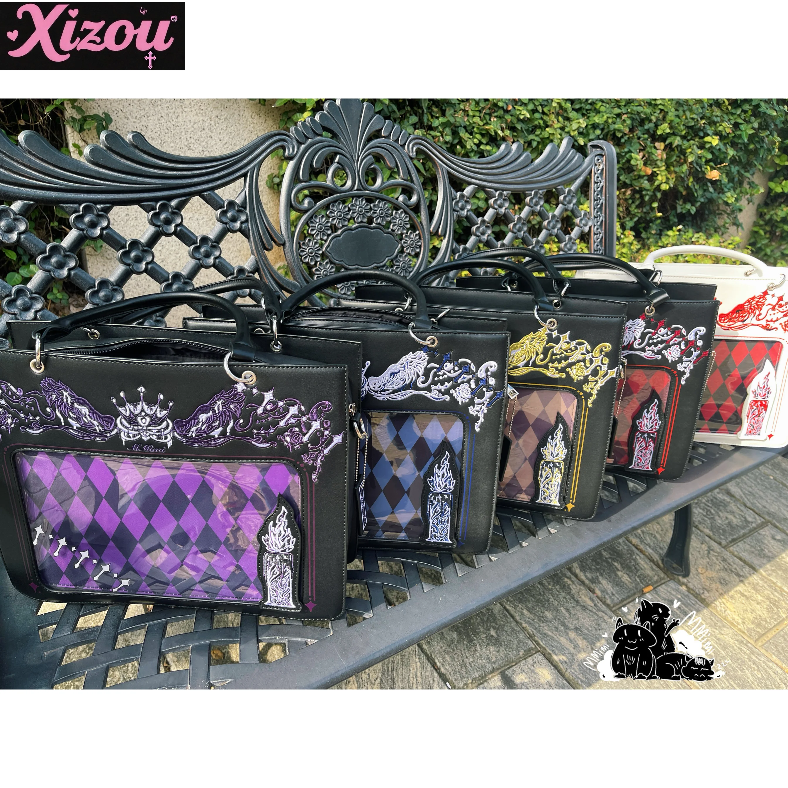 Original Gothic Dack Lolita Dream Rose Ltabag Large Food Volume Two-dimensional Embroidery Portable Shoulder Messenger Bag Women